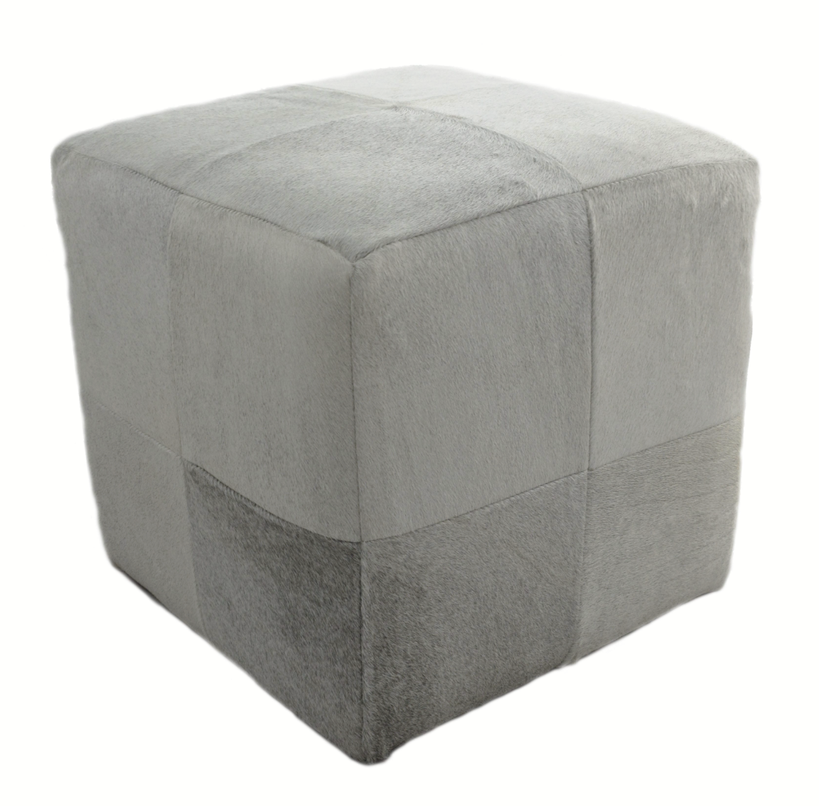 18x18 Grey Hide Pouf