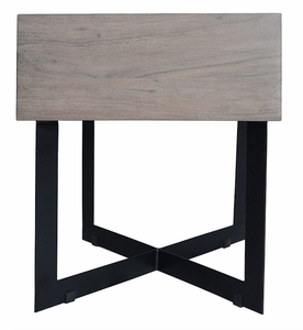 20x20 Natural Acacia Wood End Table W/ Iron Base