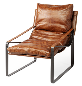 35x27 Chestnut Leather Sling Chair