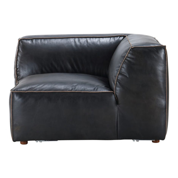 41x41 Black Leather Modular Sectional W/ Raw Edge