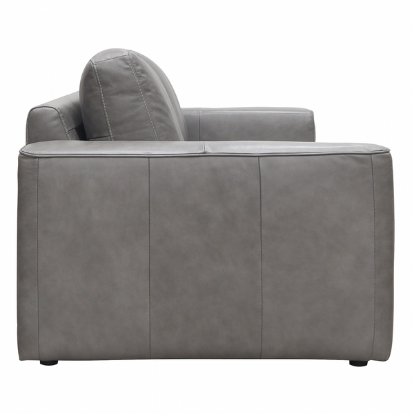 89" Grey Leather Sofa