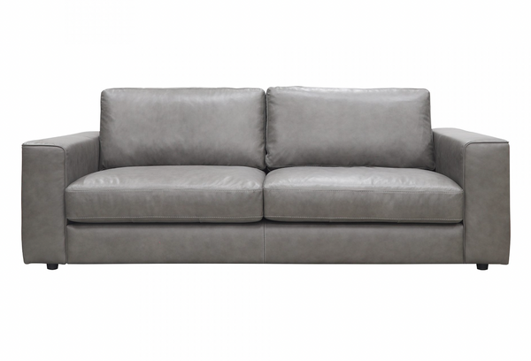 89" Grey Leather Sofa