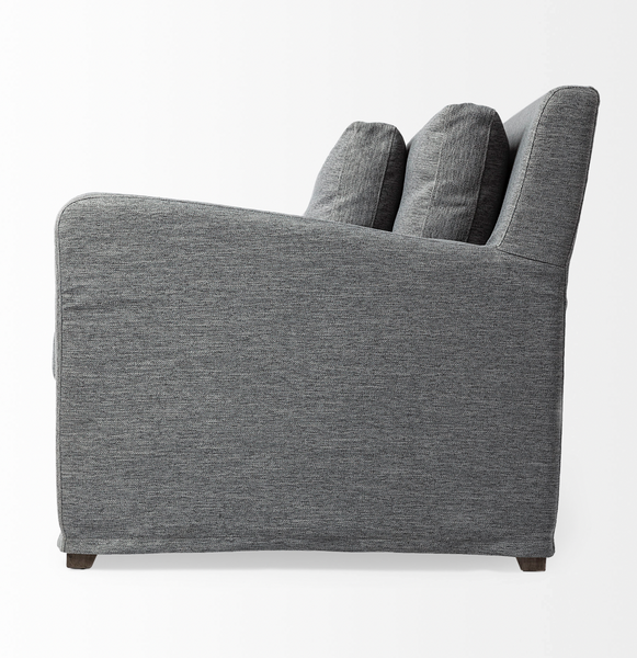 92.5" Dark Grey Fabric Slipcover Sofa