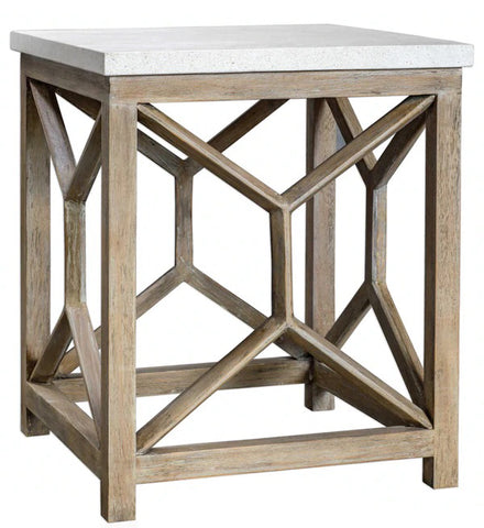 23x22 Limestone Top End Table